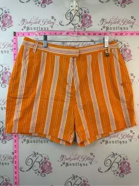CLUB MED shorts vintage stripes Striped Orange Women's Athletic Shorts